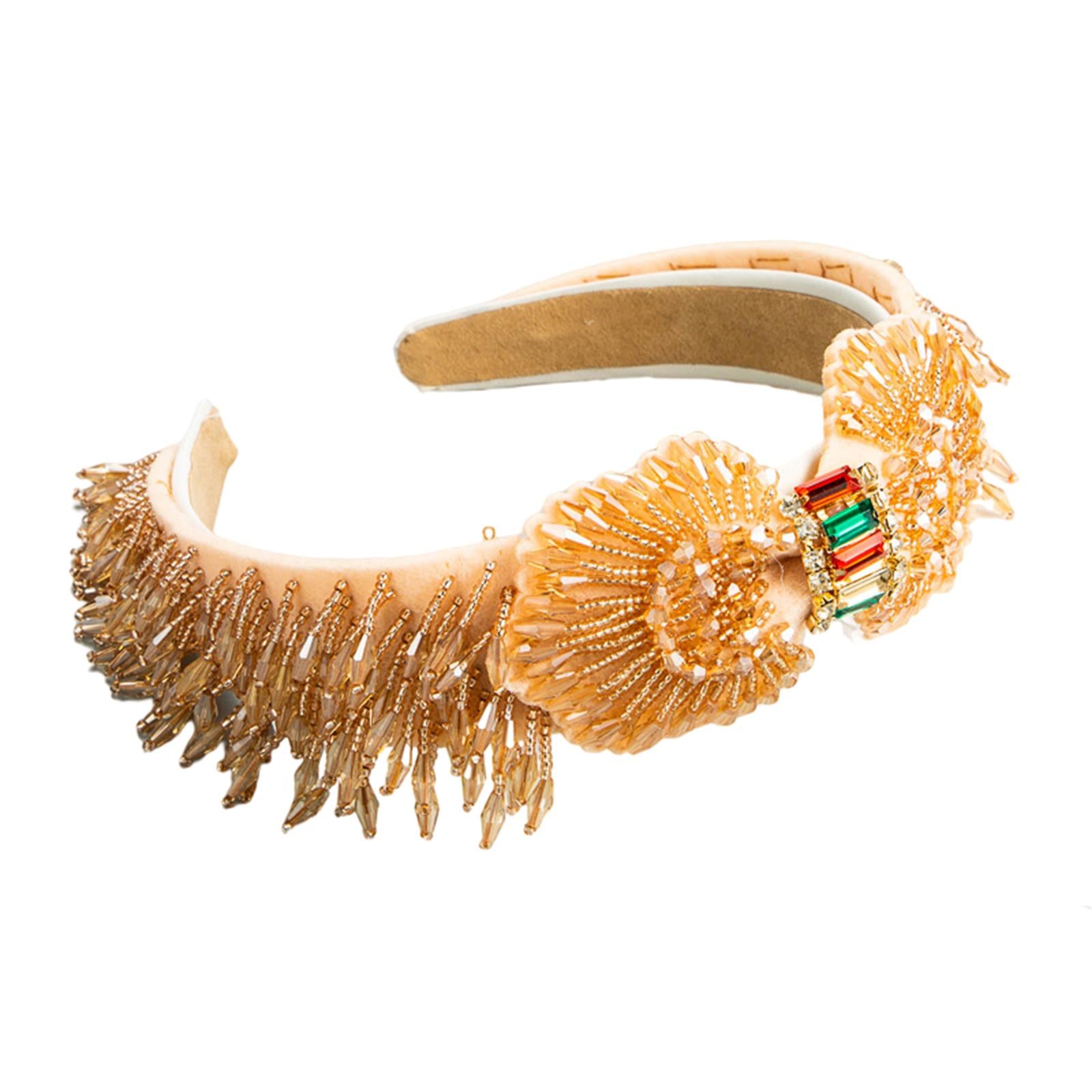Trendy Baroque Headband Embellished Gem Hair Band Hair Piece Decor Coffee