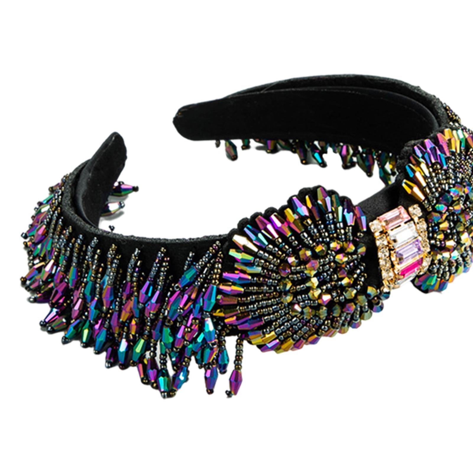 Trendy Baroque Headband Embellished Gem Hair Band Hair Piece Decor Colorful