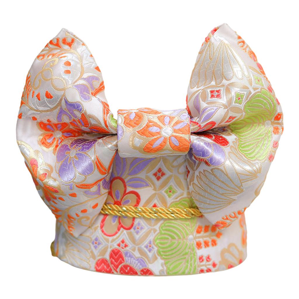 Women Japanese Belt Pre-Tied Bow Kimono Robe Obi Strap Yellow Kids