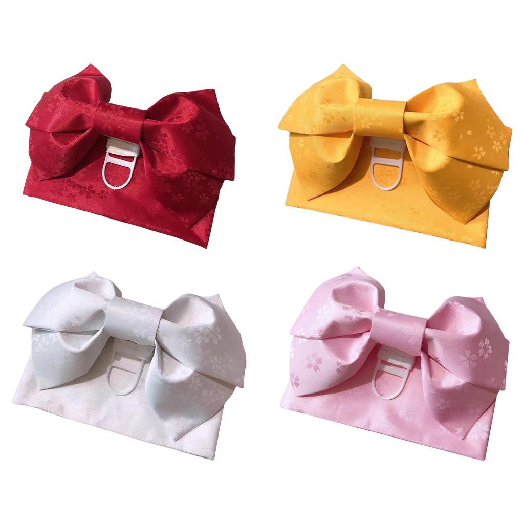 Kimono Obi Jacquard Pre-Tied Bow Waist Strap Cummerbund Red