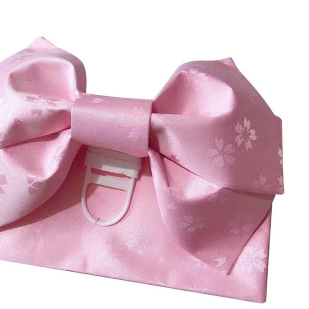 Kimono Obi Jacquard Pre-Tied Bow Waist Strap Cummerbund Pink