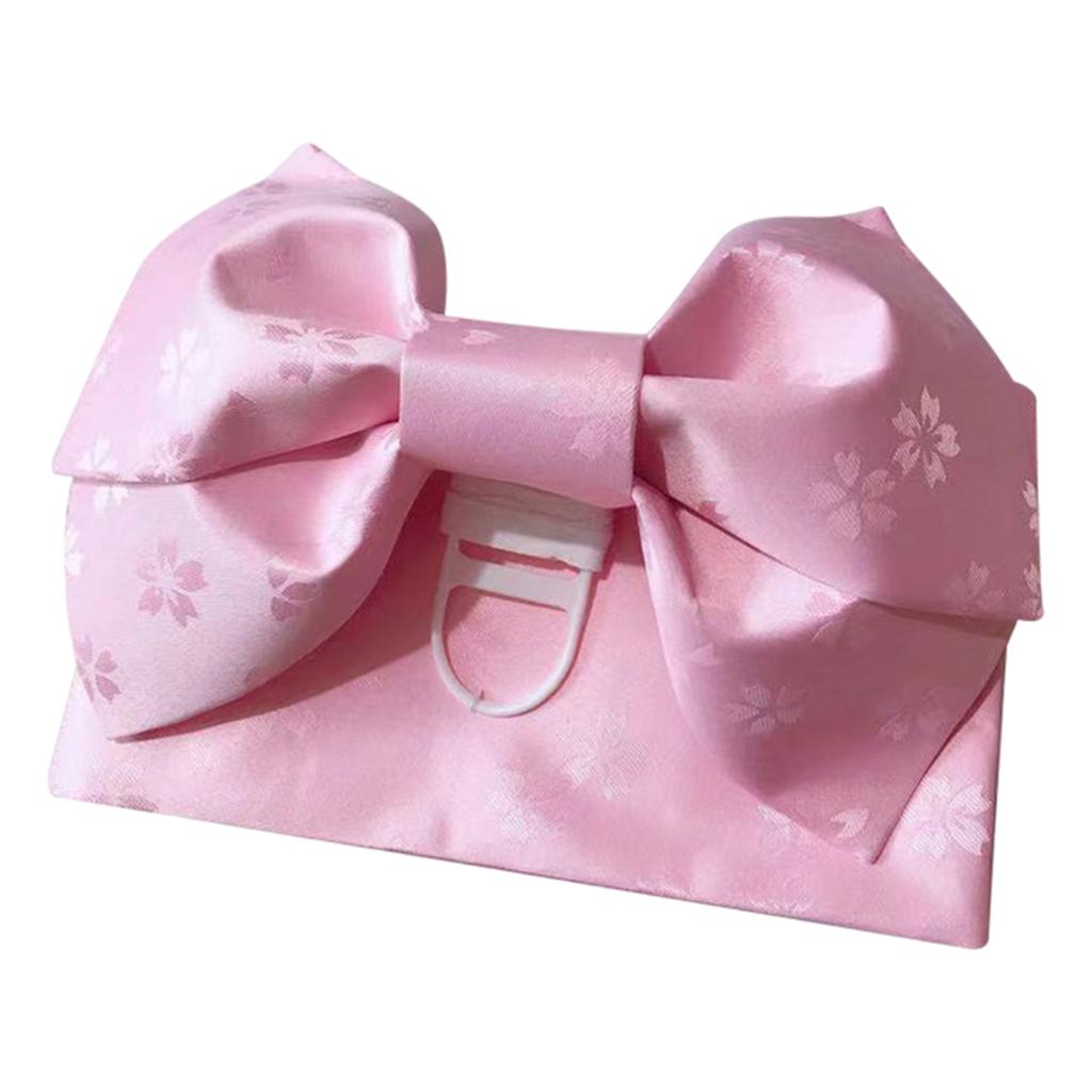 Kimono Obi Jacquard Pre-Tied Bow Waist Strap Cummerbund Pink