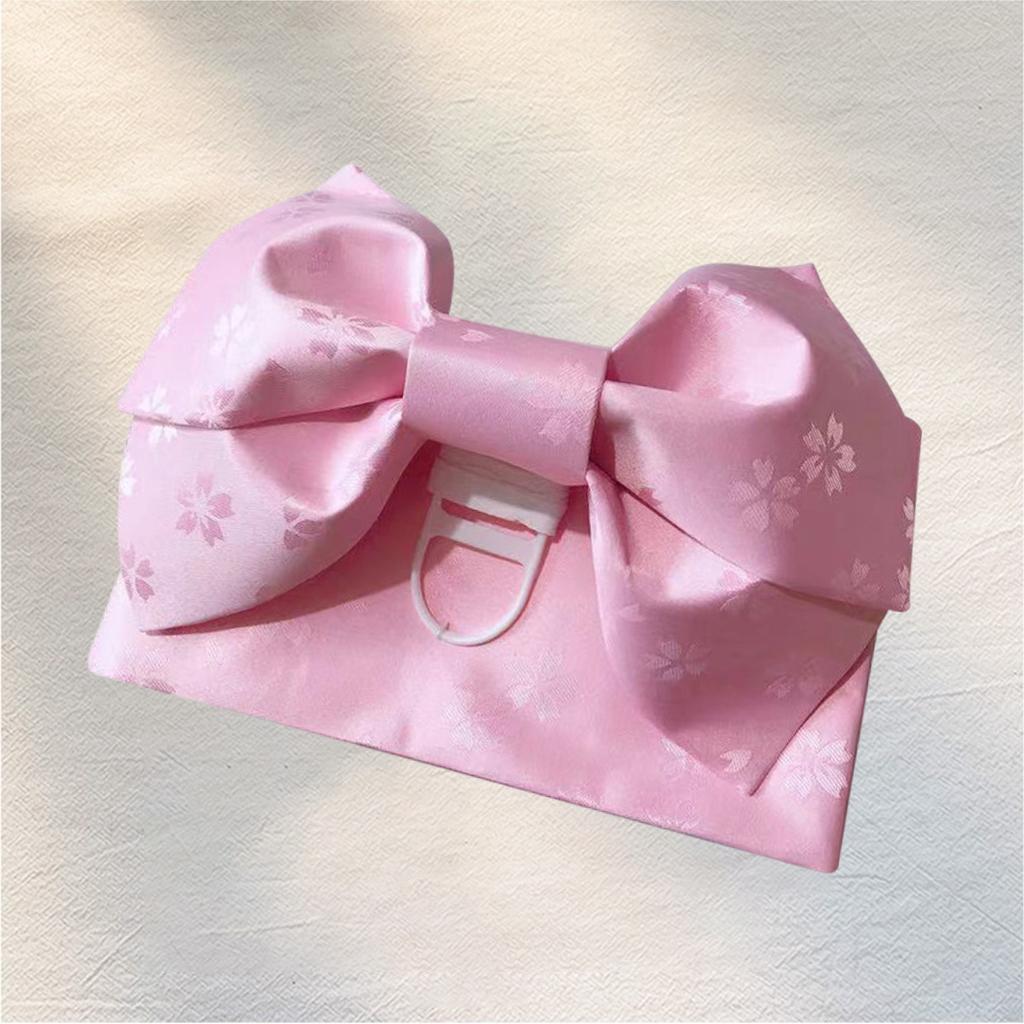 Kimono Obi Jacquard Pre-Tied Bow Waist Strap Cummerbund Pink