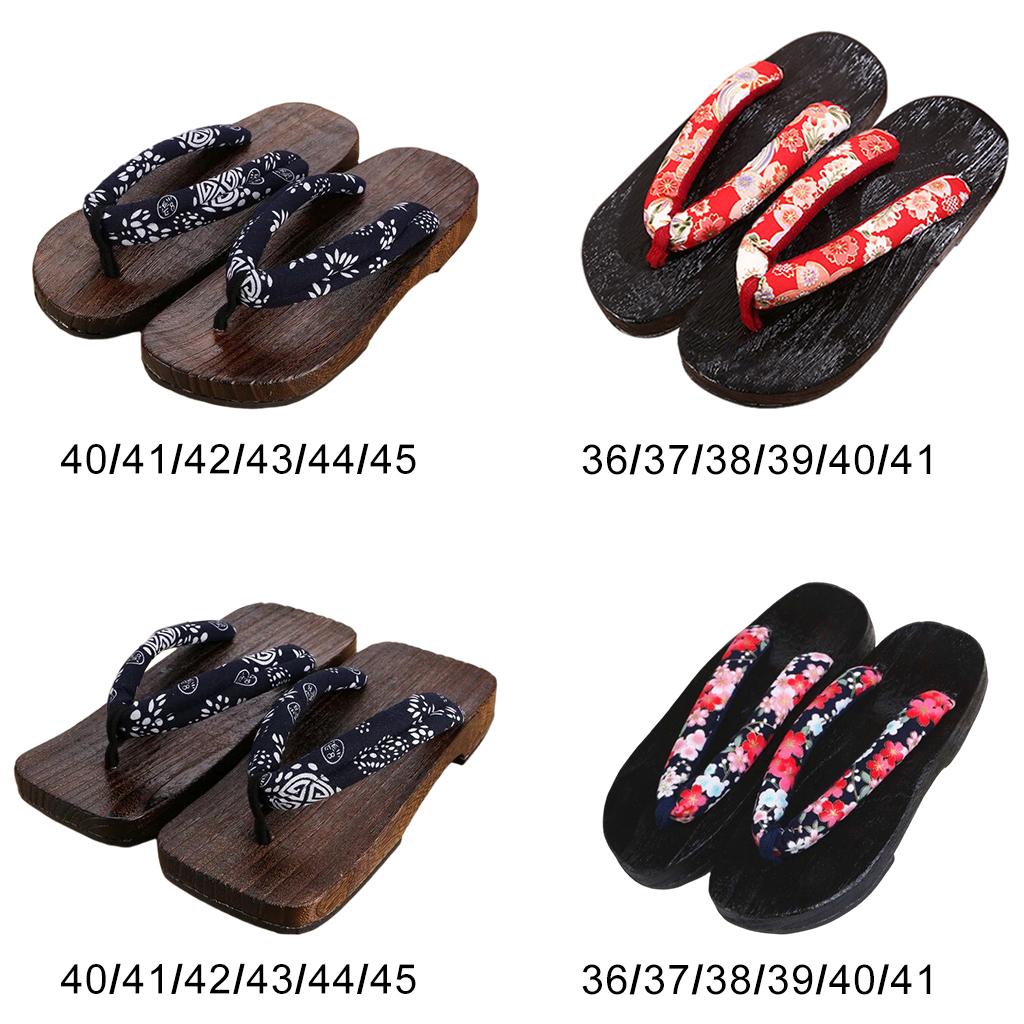 Japanese Clogs Slippers Geta Sandals Flip Flops for Men Women Blue Square 40