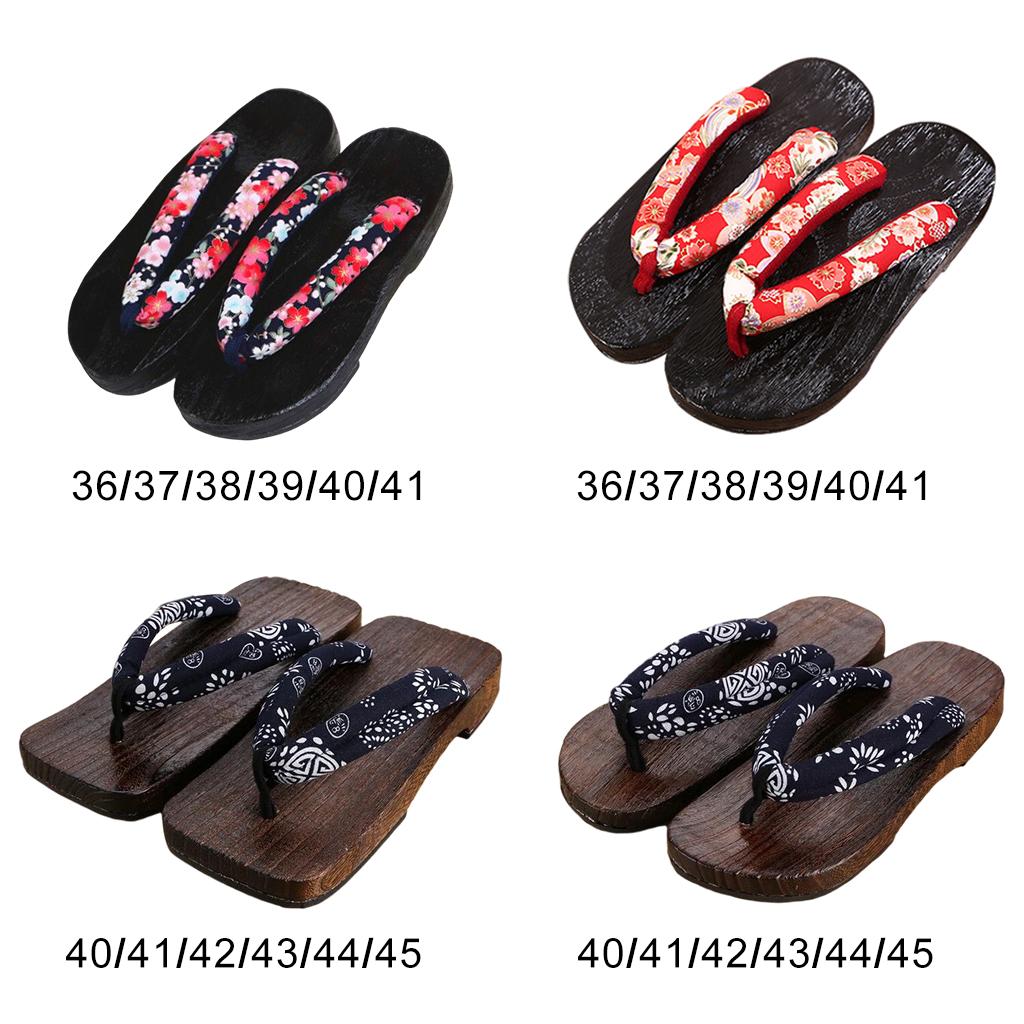 Japanese Clogs Slippers Geta Sandals Flip Flops for Men Women Blue Square 40