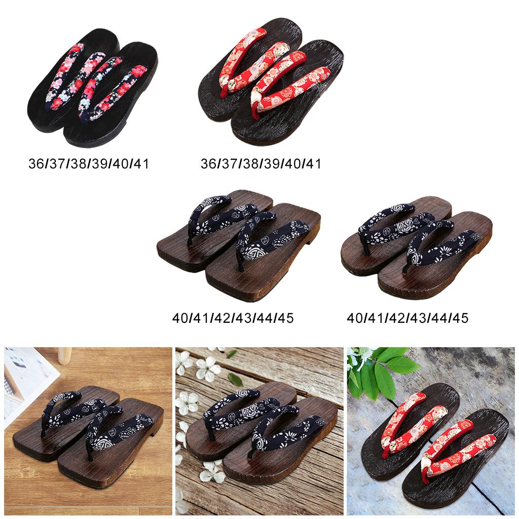 Japanese Clogs Slippers Geta Sandals Flip Flops for Men Women Blue Square 40