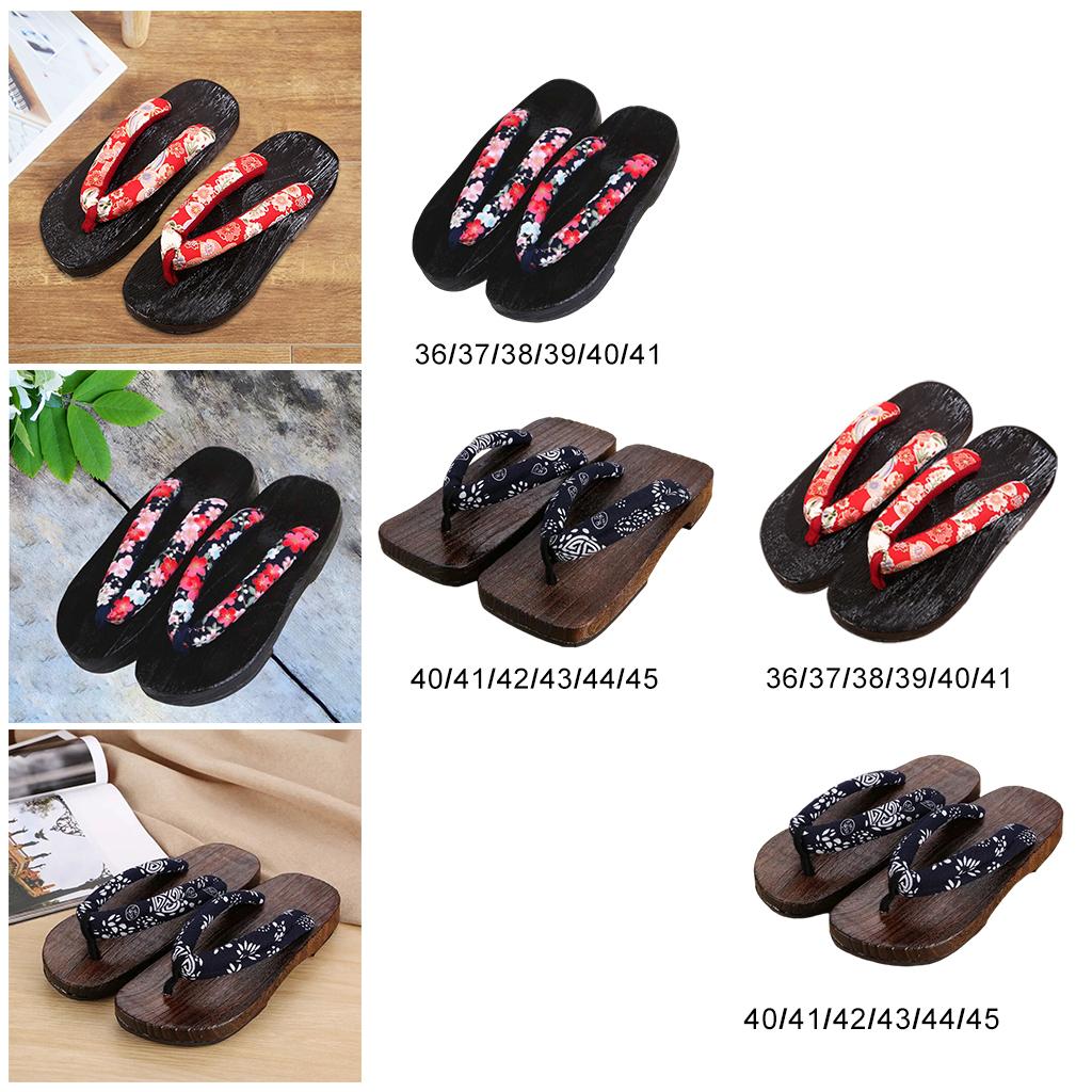 Japanese Clogs Slippers Geta Sandals Flip Flops for Men Women Blue Square 40