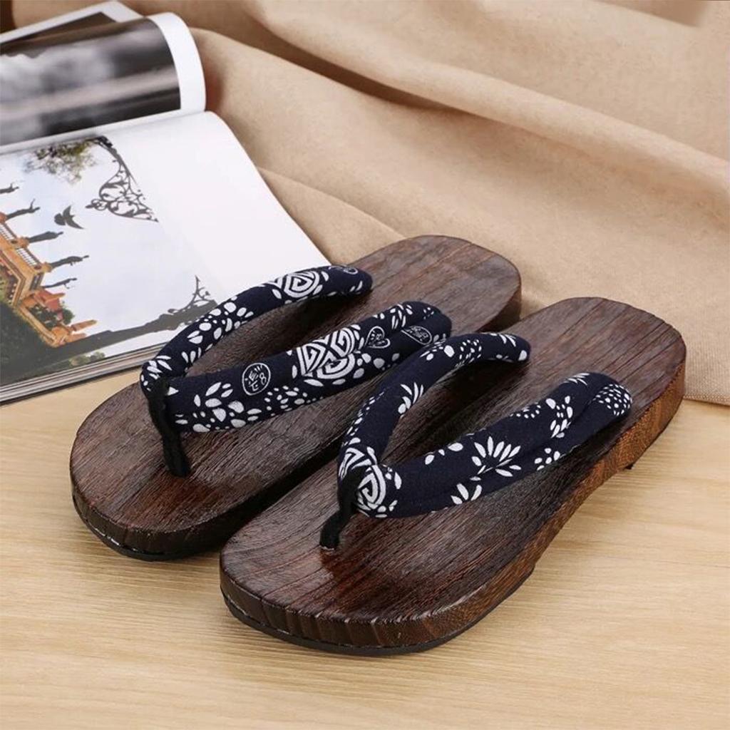 Japanese Clogs Slippers Geta Sandals Flip Flops for Men Women Blue Round 41