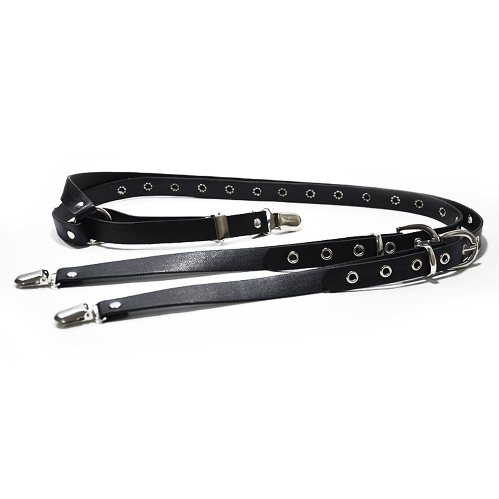 Punk style Suspenders Women Y-Shape Metal Clips Adjustable Leather Strap