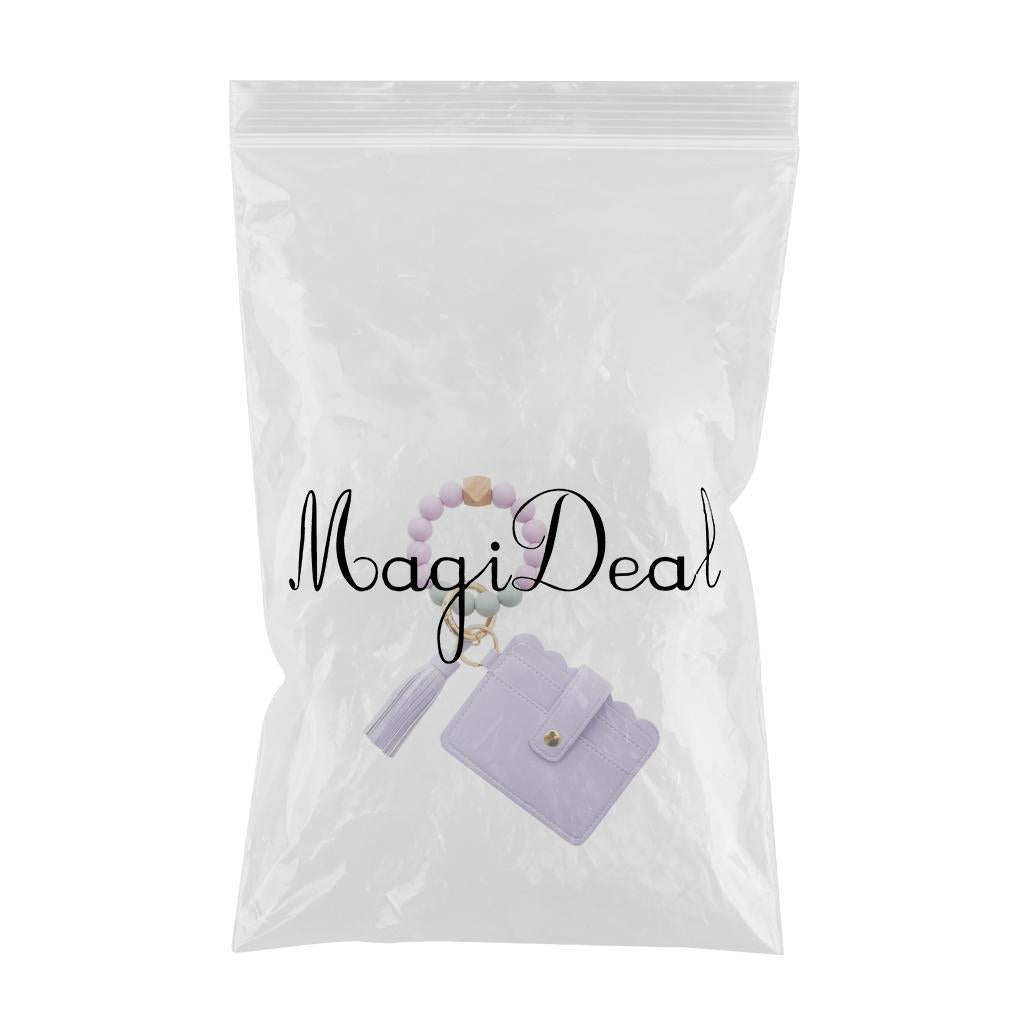 Womens Card Wallet Bracelet Key Ring Bangle Keychain Wristlet Lavender