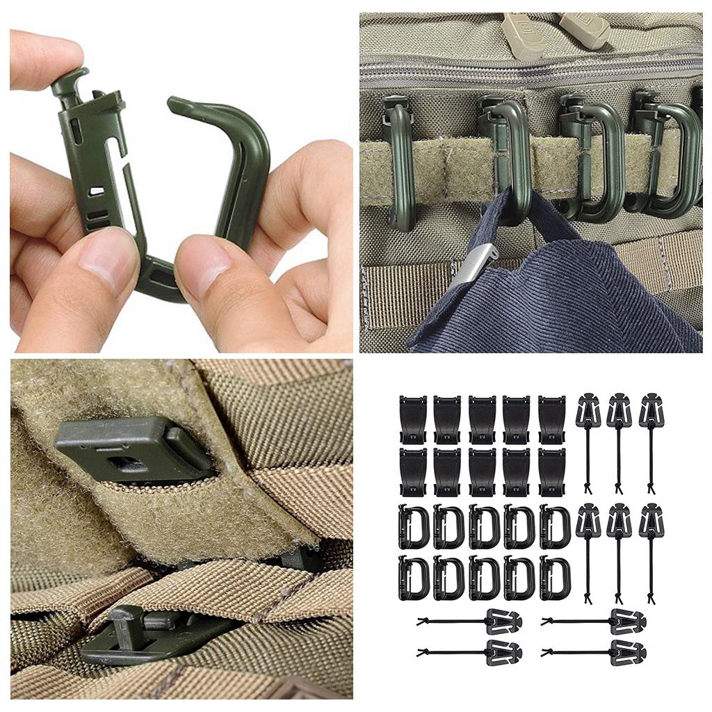 30x Carabiner Clips Hiking Keychain D-Ring Buckle Clasp Hook Keyring Camping Black