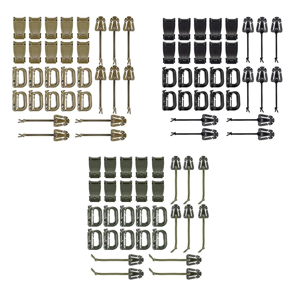 30x Carabiner Clips Hiking Keychain D-Ring Buckle Clasp Hook Keyring Camping Black