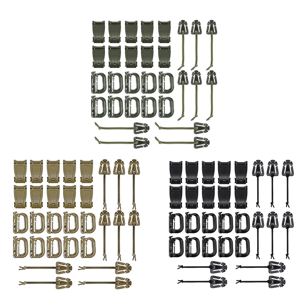 30x Carabiner Clips Hiking Keychain D-Ring Buckle Clasp Hook Keyring Camping Black