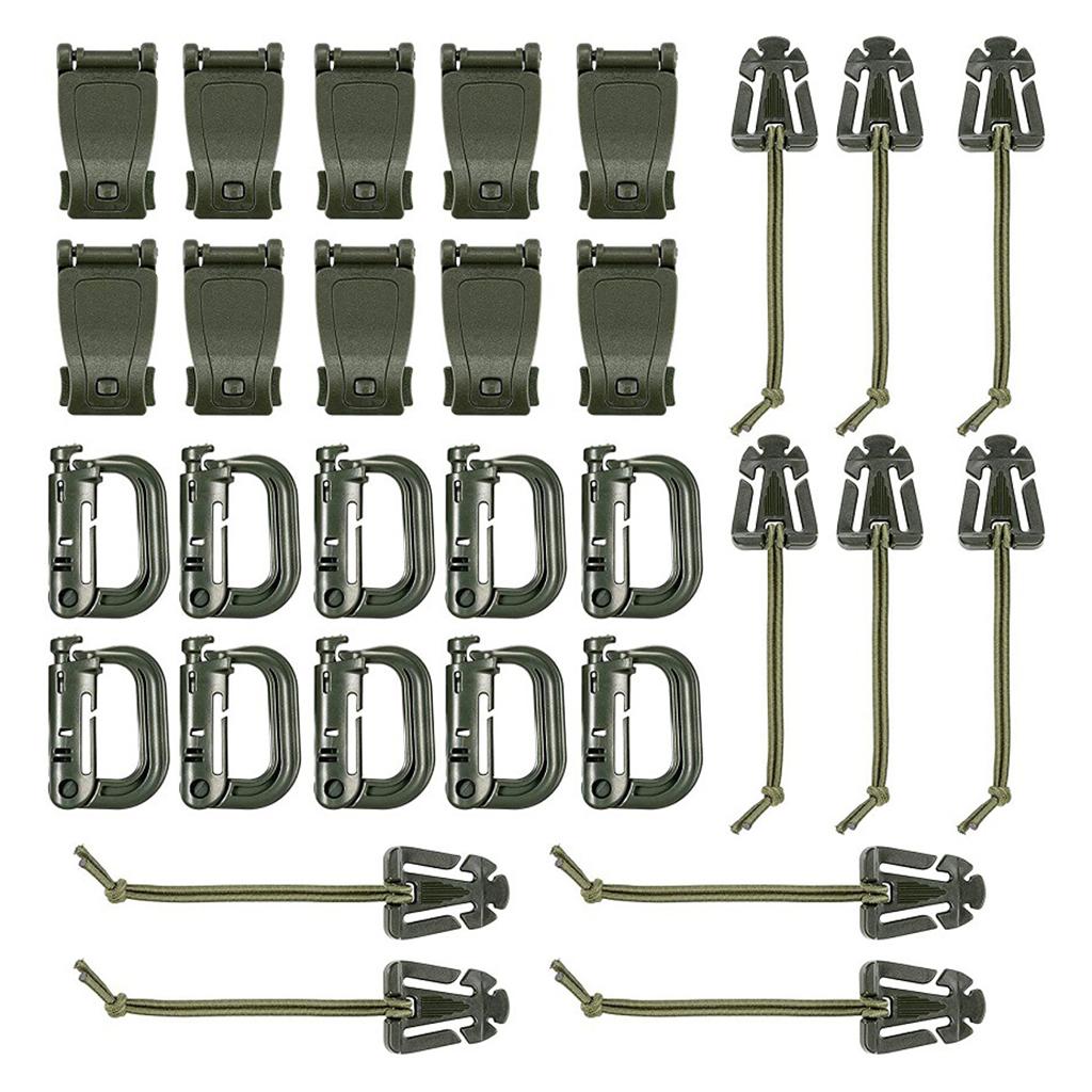 30x Carabiner Clips Hiking Keychain D-Ring Buckle Clasp Hook Keyring Camping Green