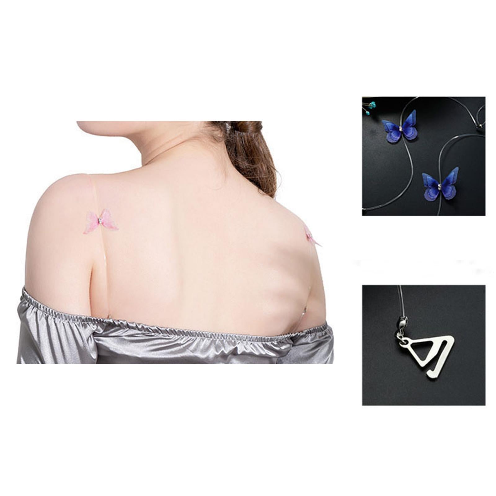 Butterfly Transparent Invisible Adjustable Shoulder Bra Straps 1.8cm Blue