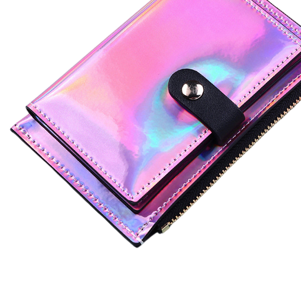 Women Wallet Bifold with Coin Pocket Card Holder Purse Keychain Purple