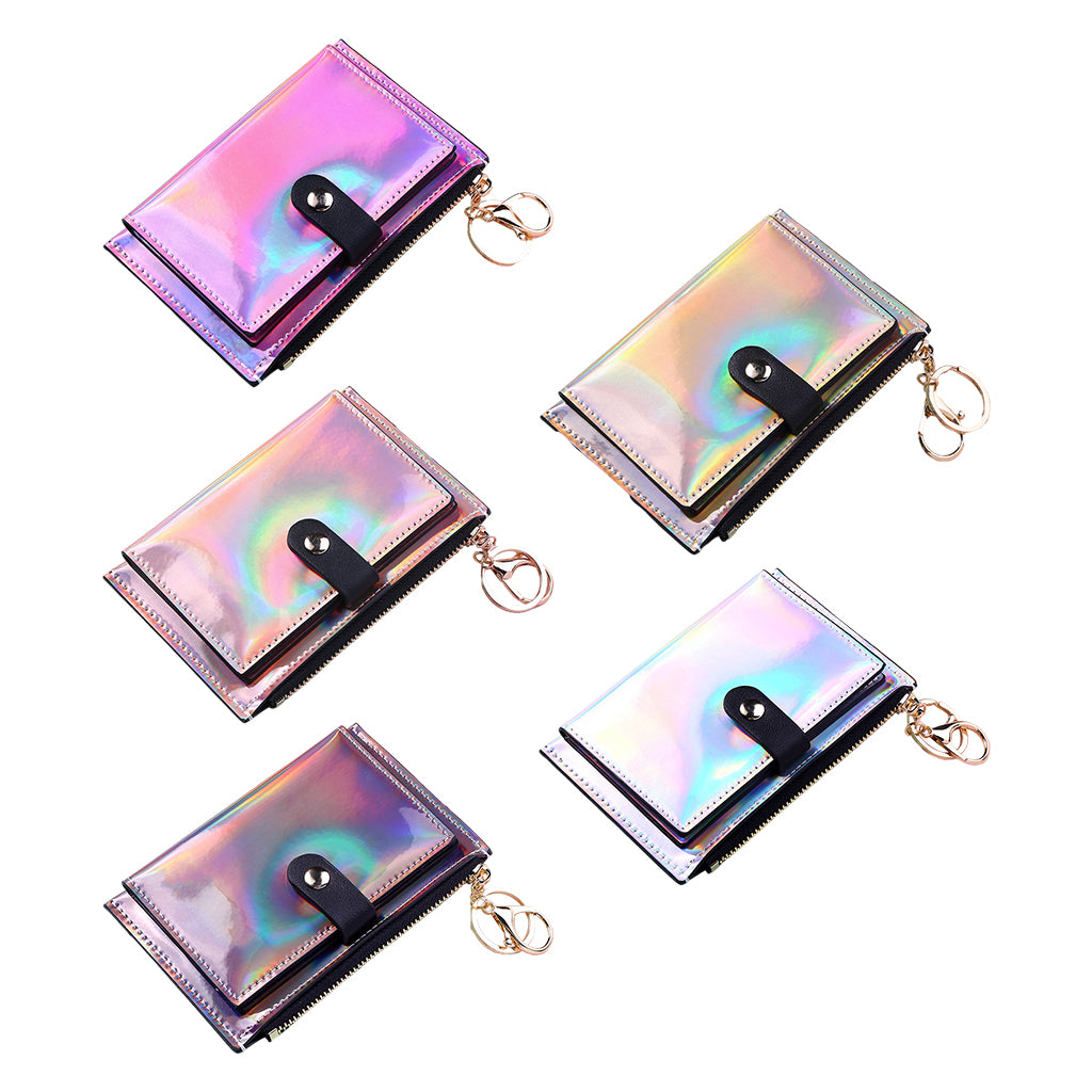 Women Wallet Bifold with Coin Pocket Card Holder Purse Keychain Purple