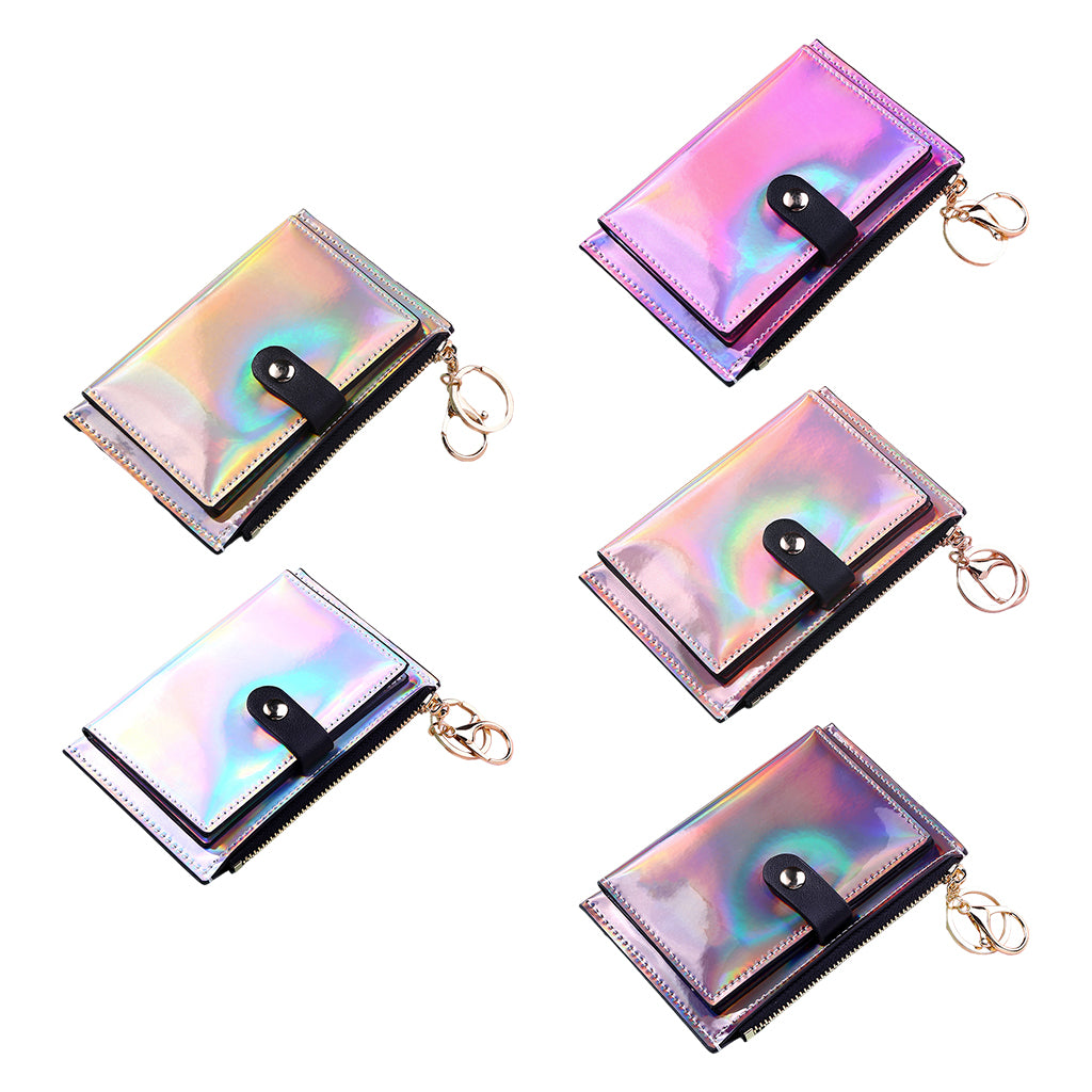 Women Wallet Bifold with Coin Pocket Card Holder Purse Keychain Purple