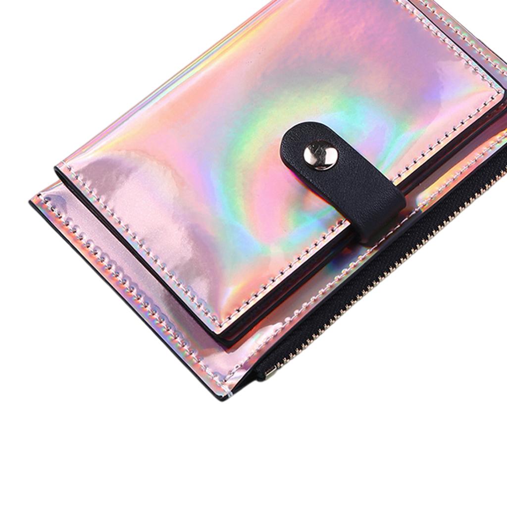 Women Wallet Bifold with Coin Pocket Card Holder Purse Keychain Pink