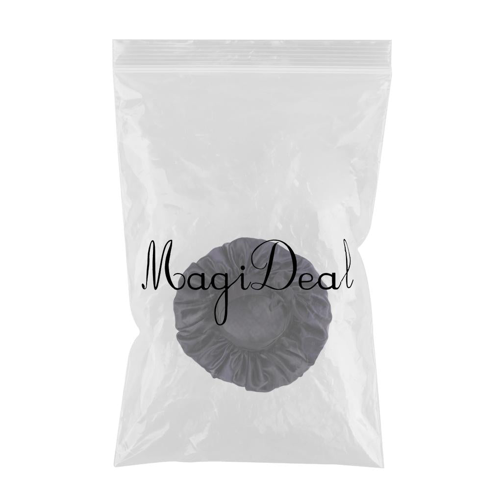 Women Satin Silk Bonnet Night Sleeping Caps Hat For Long Curly Black