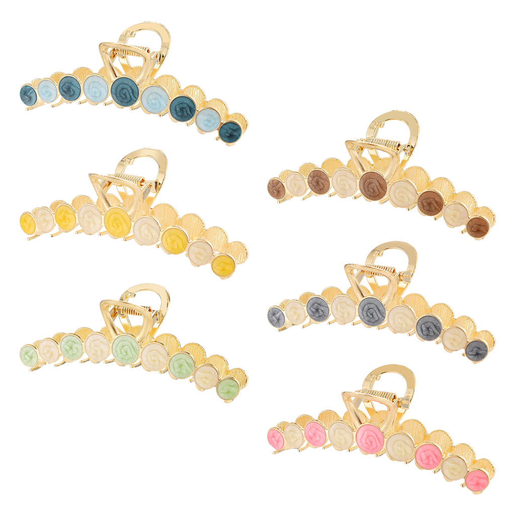 Women Alloy Hair Claw Clip Crystal Hair Jaw Paw Hair Clasps Beige Green
