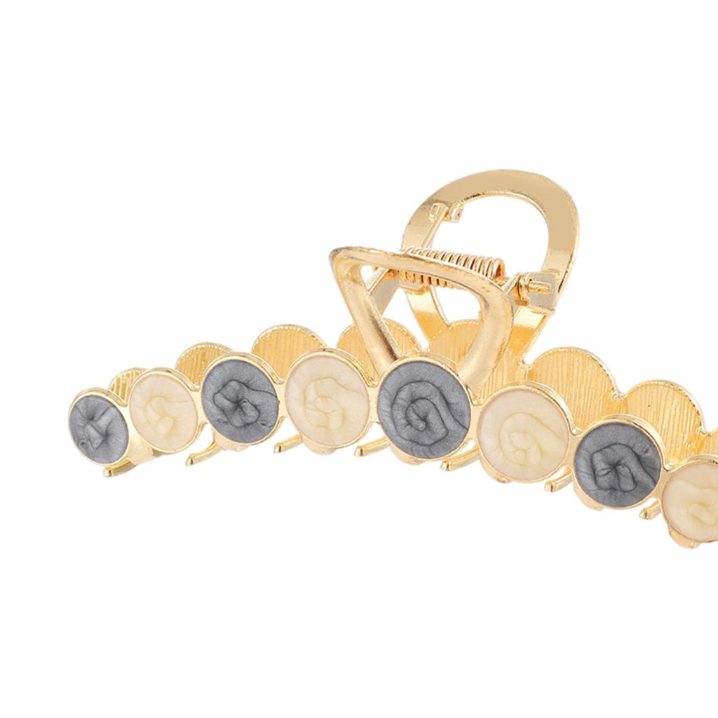 Women Alloy Hair Claw Clip Crystal Hair Jaw Paw Hair Clasps Beige Grey