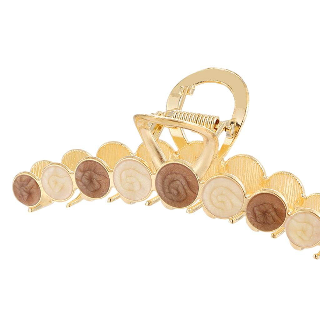 Women Alloy Hair Claw Clip Crystal Hair Jaw Paw Hair Clasps Beige Brown