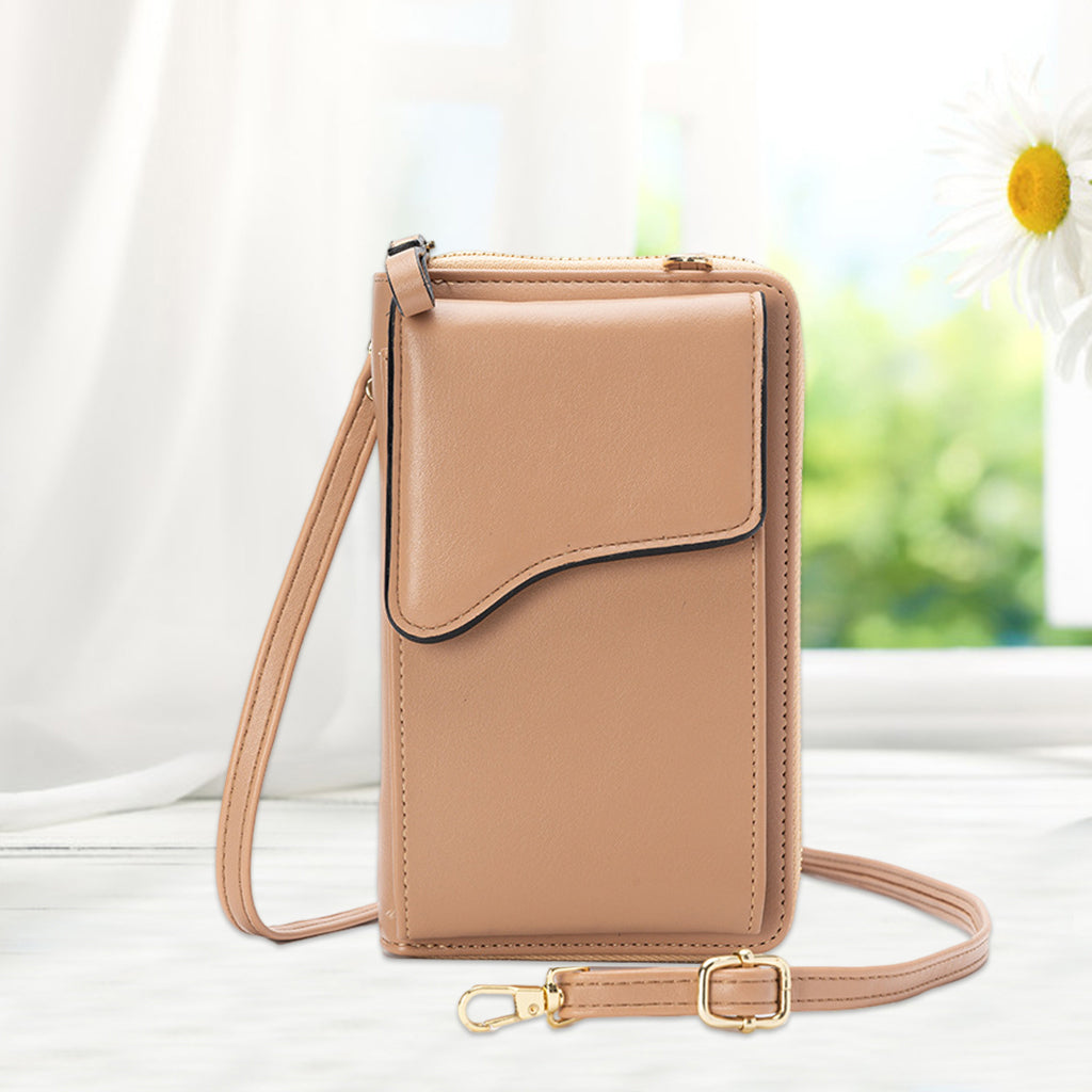 Women Crossbody Cell Phone Shoulder Bag Pouch Handbag Purse Wallet Khaki