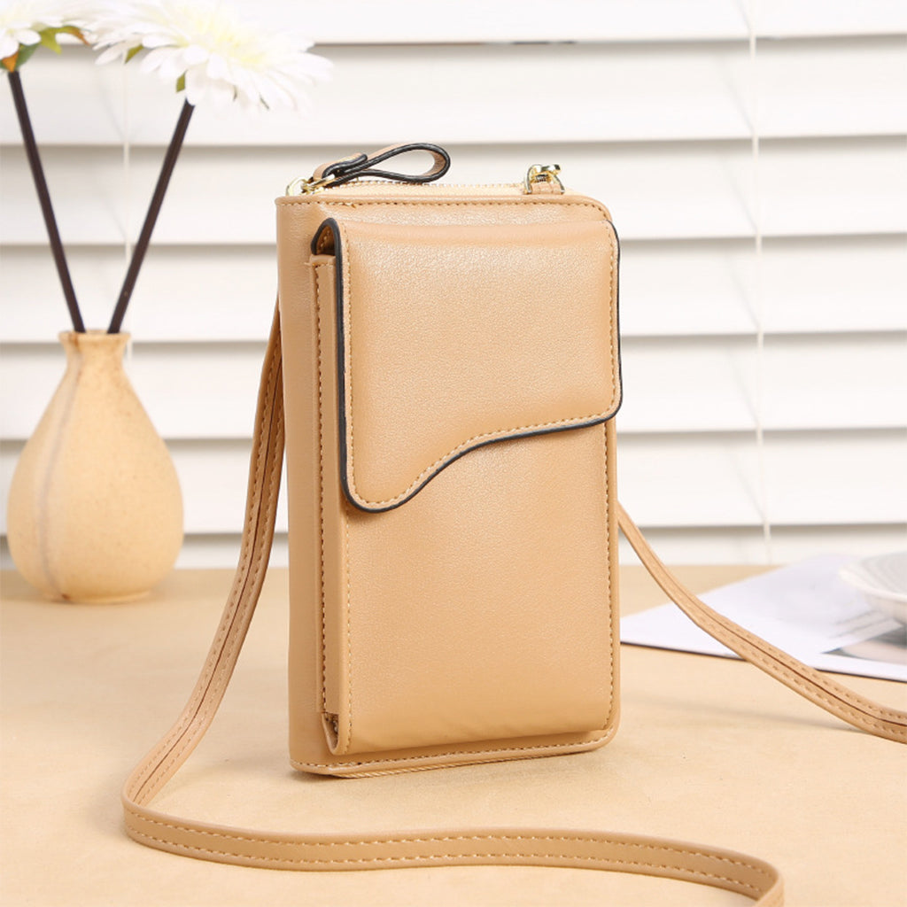 Women Crossbody Cell Phone Shoulder Bag Pouch Handbag Purse Wallet Khaki