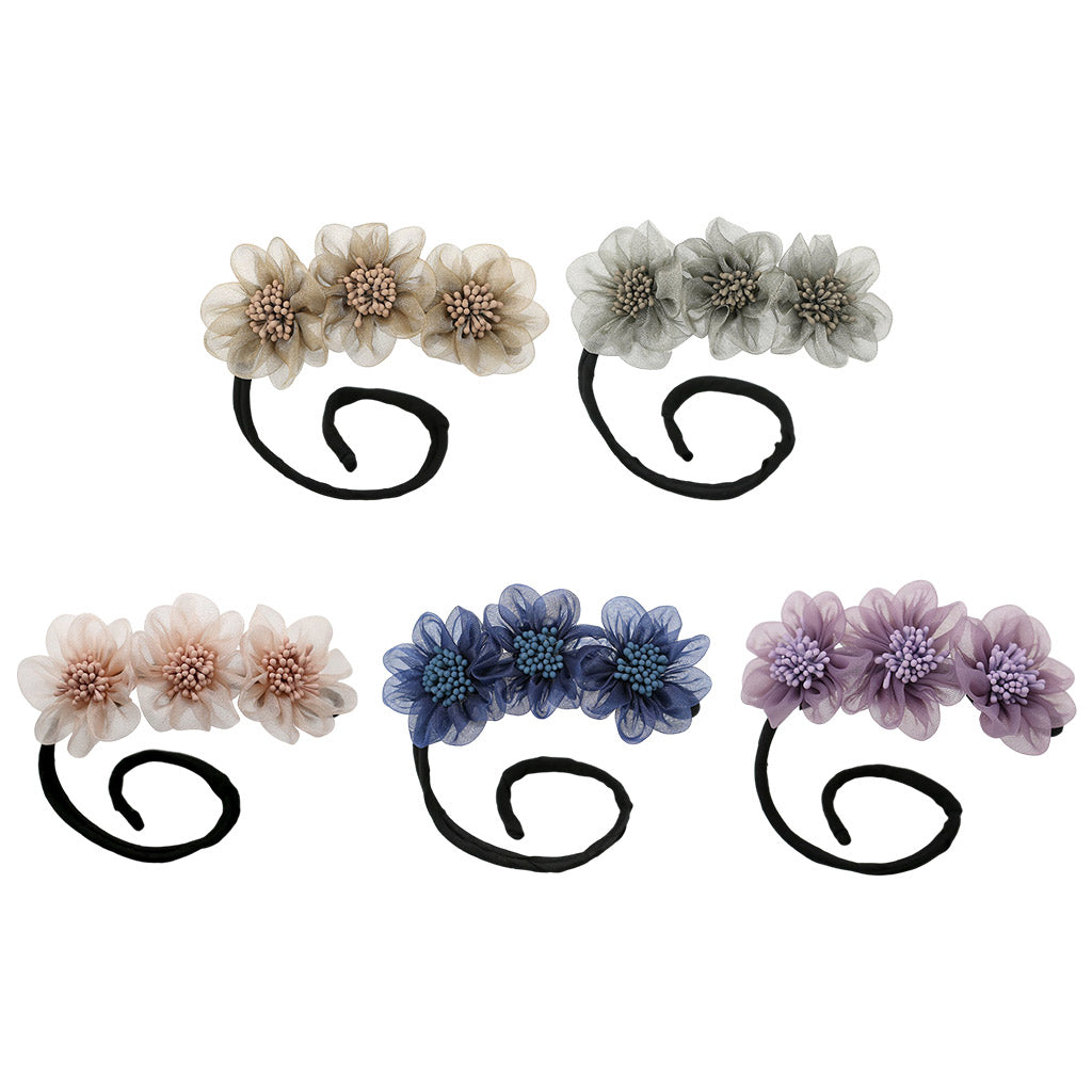 Fashion Women Classy Deft Bun Maker Hair Bands Headband Easy To Use Purple