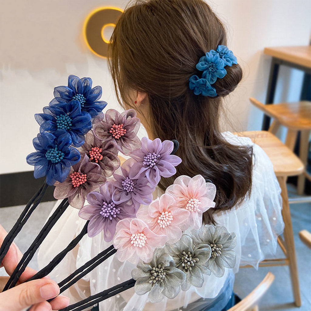 Fashion Women Classy Deft Bun Maker Hair Bands Headband Easy To Use Blue