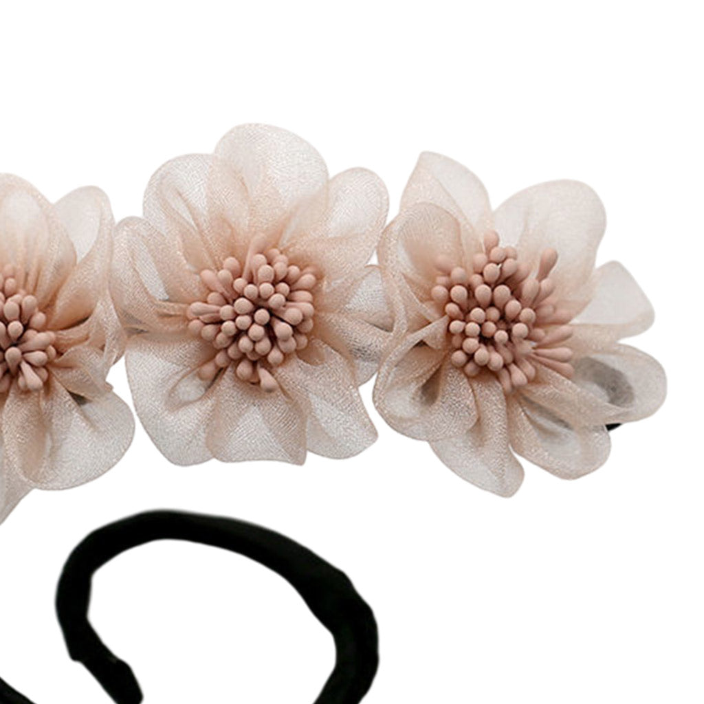 Fashion Women Classy Deft Bun Maker Hair Bands Headband Easy To Use Pink