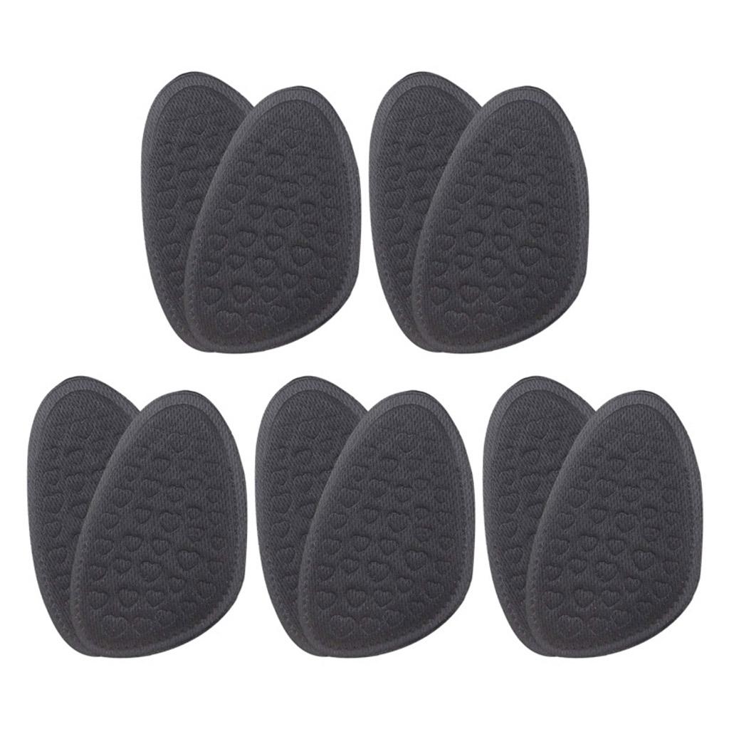 5 Pairs Shoe Forefoot Insoles Anti Slip Cushion Relieve Foot Pain Black
