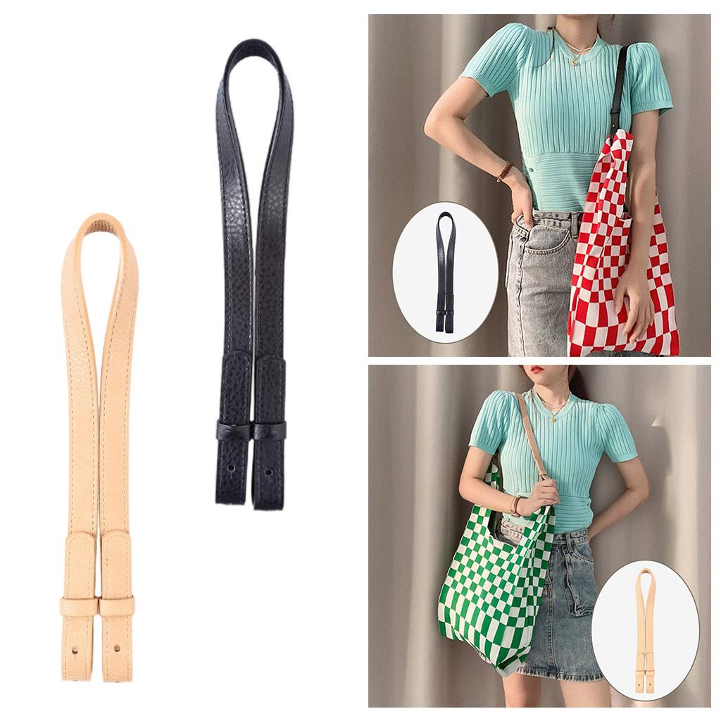 PU Leather Bag Strap Replacement 7'' Shoulder Handbag Handle Belt Black
