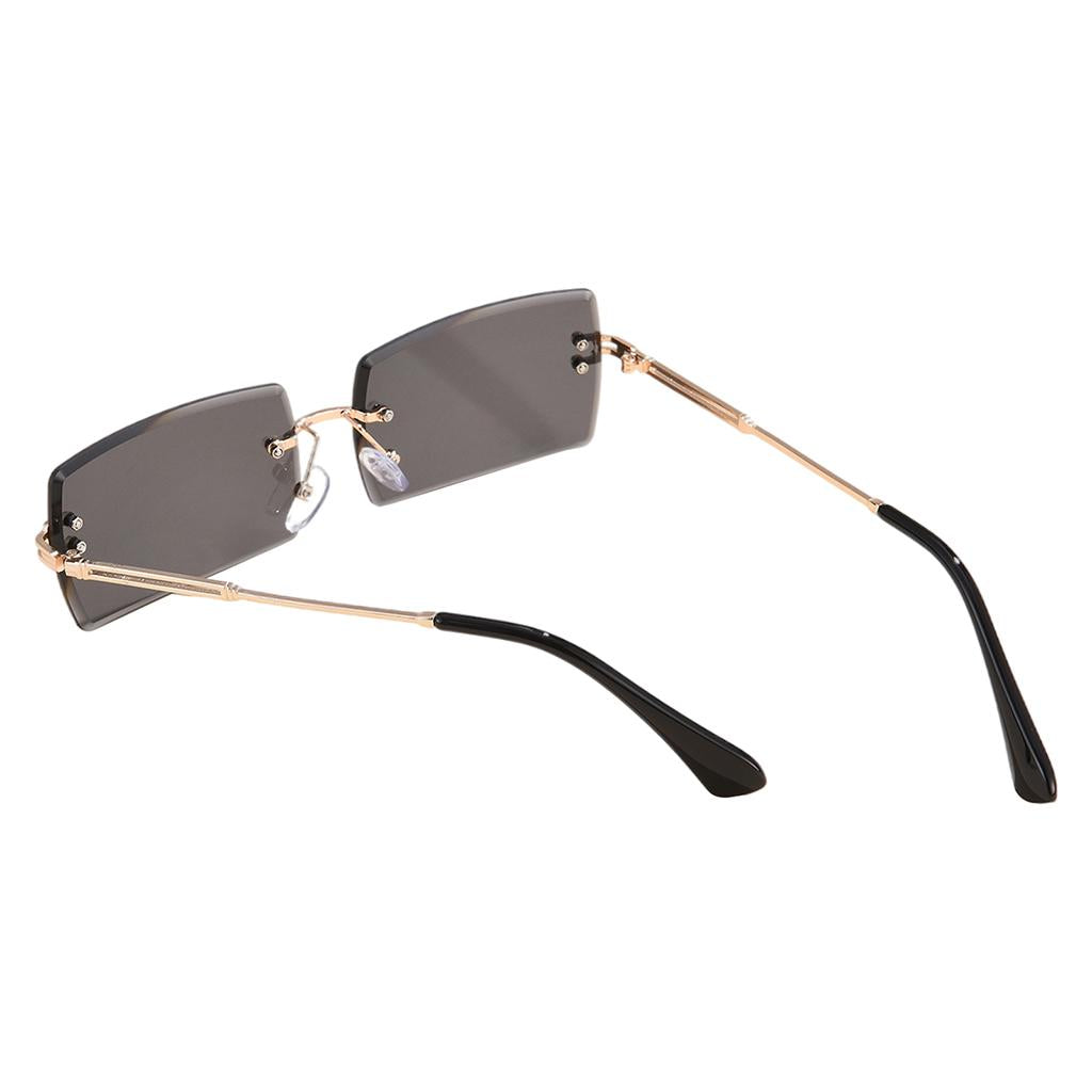 Retro Sunglasses Chic Tinted Lens UV Protection Eyewear Gold Legs Black Lens