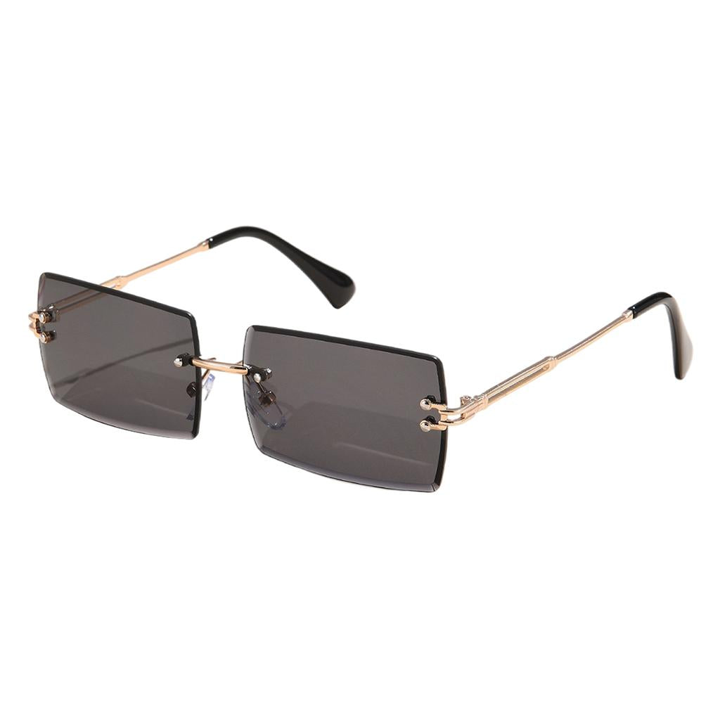 Retro Sunglasses Chic Tinted Lens UV Protection Eyewear Gold Legs Black Lens