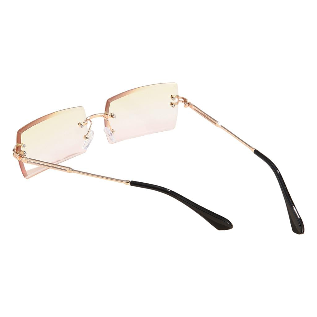 Retro Sunglasses Chic Tinted Lens UV Protection Eyewear Gold Leg Yellow Lens