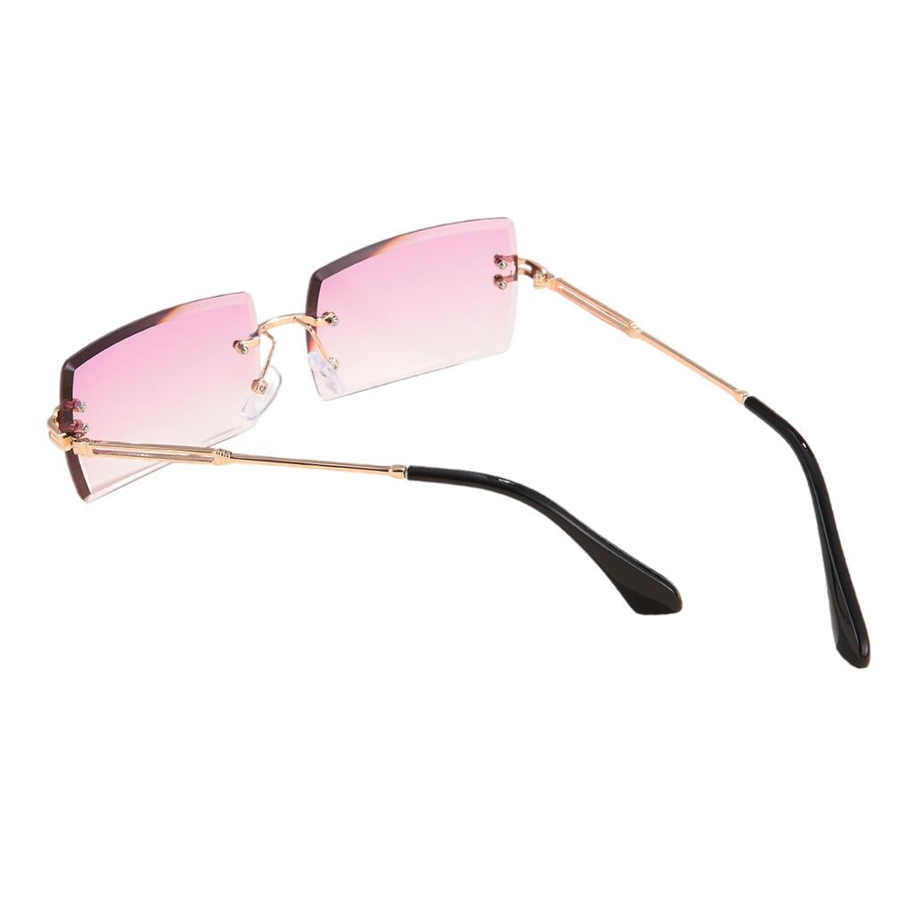 Retro Sunglasses Chic Tinted Lens UV Protection Eyewear Gold Leg Purple Lens