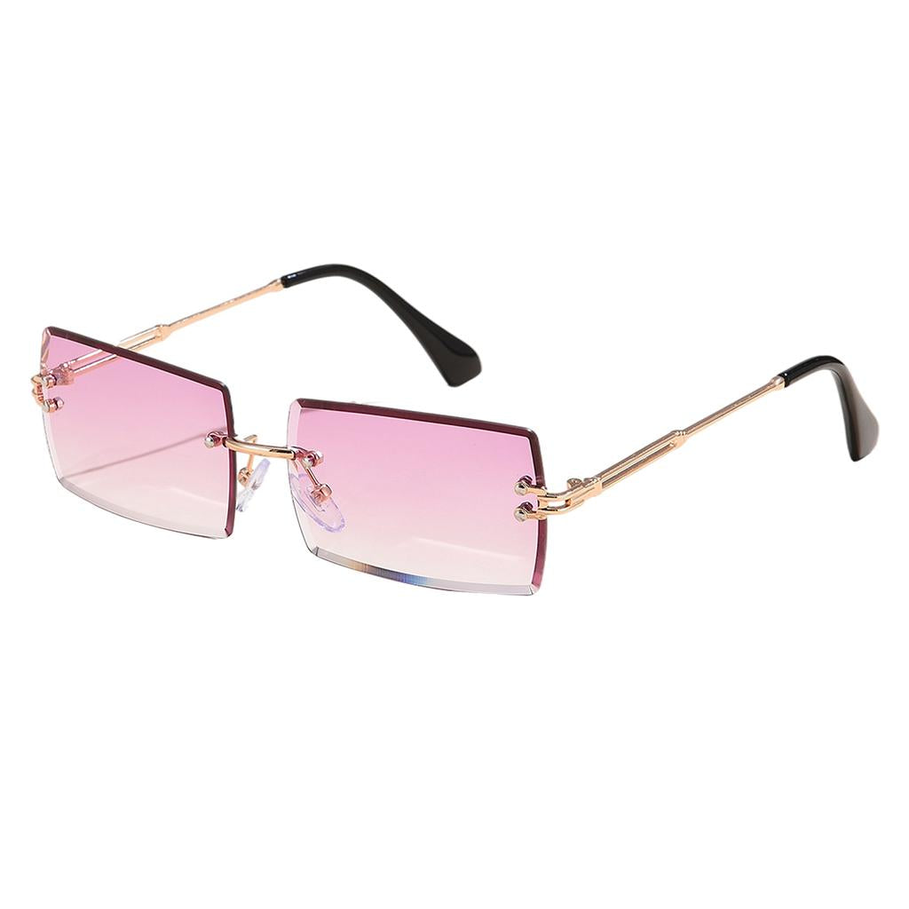 Retro Sunglasses Chic Tinted Lens UV Protection Eyewear Gold Leg Purple Lens