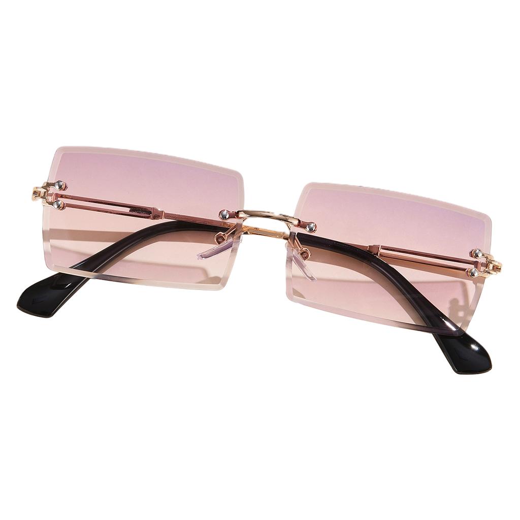 Retro Sunglasses Chic Tinted Lens UV Protection Eyewear Gold Legs Pink Lens