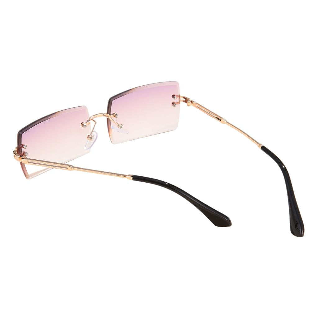 Retro Sunglasses Chic Tinted Lens UV Protection Eyewear Gold Legs Pink Lens
