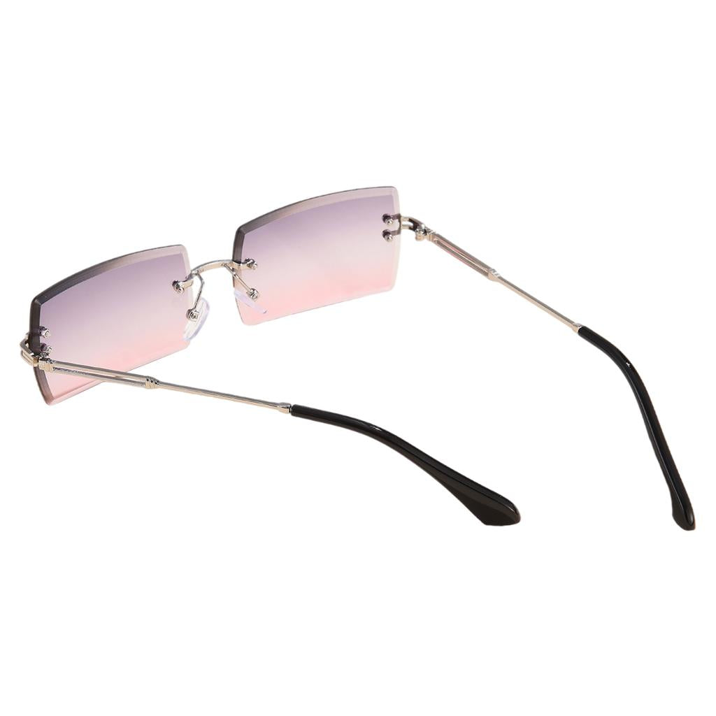 Retro Sunglasses Chic Tinted Lens UV Protection Eyewear Silver Purple Lens