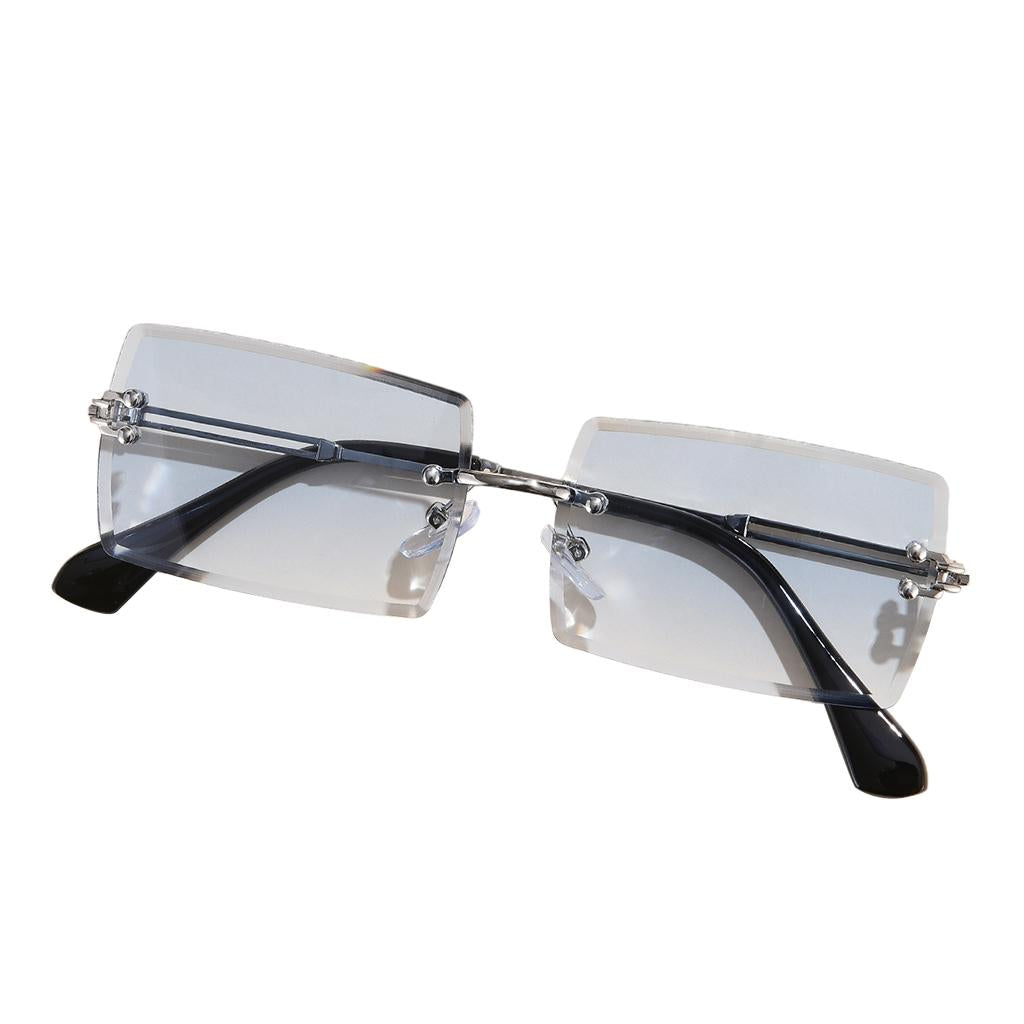 Retro Sunglasses Chic Tinted Lens UV Protection Eyewear Silver Leg Blue Lens