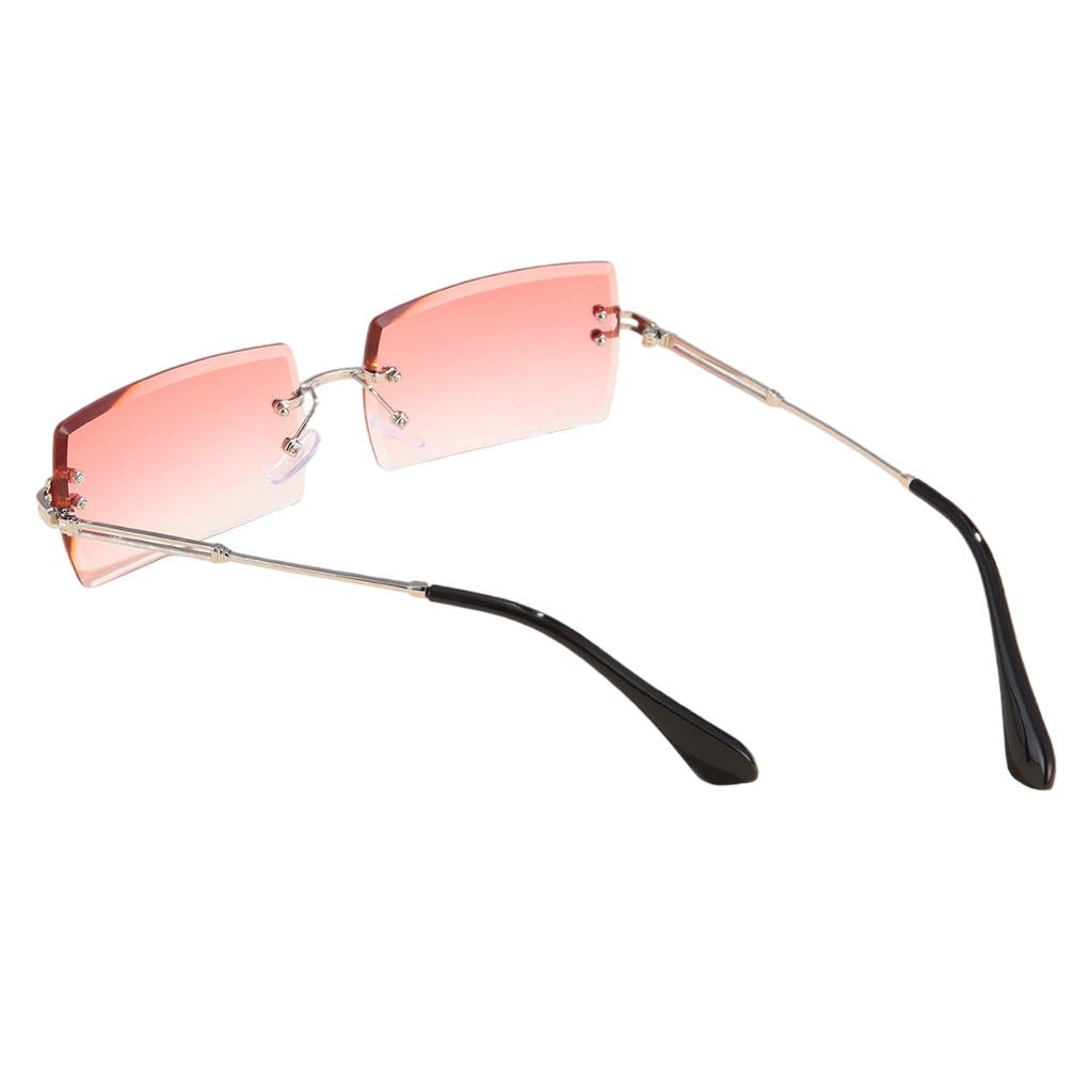 Retro Sunglasses Chic Tinted Lens UV Protection Eyewear Silver Leg Red Lens