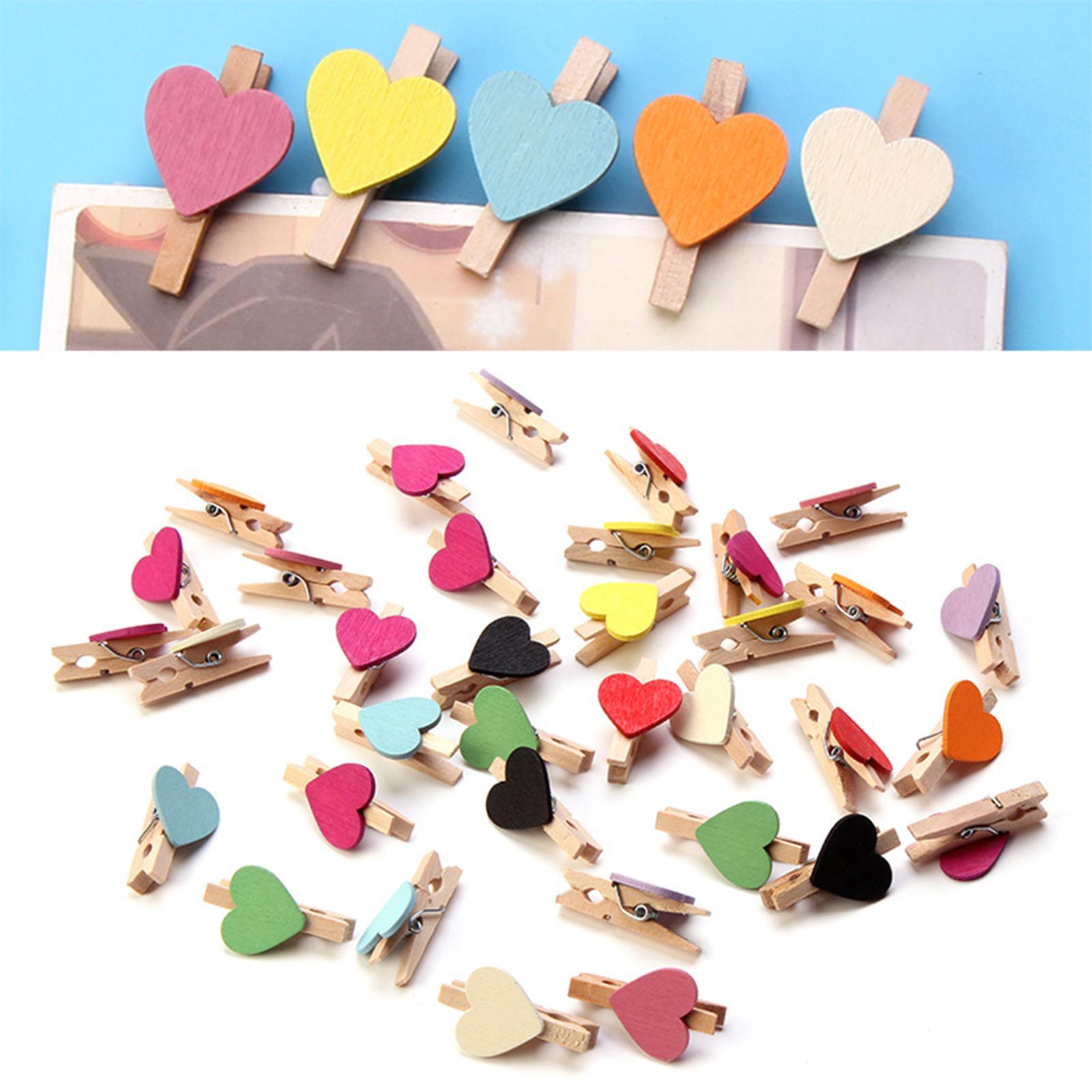 30pcs Mini Wooden Clothes Photo Paper Peg Clothespin Craft Clips 30MM Pink