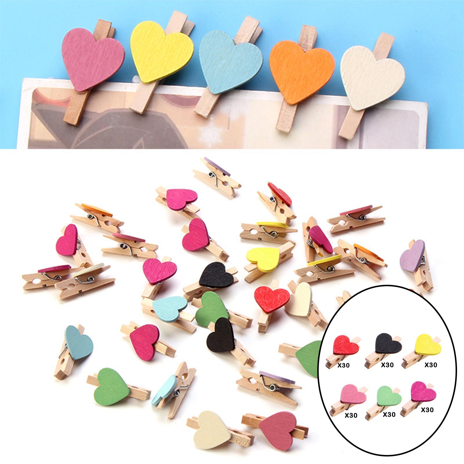 30pcs Mini Wooden Clothes Photo Paper Peg Clothespin Craft Clips 30MM Pink