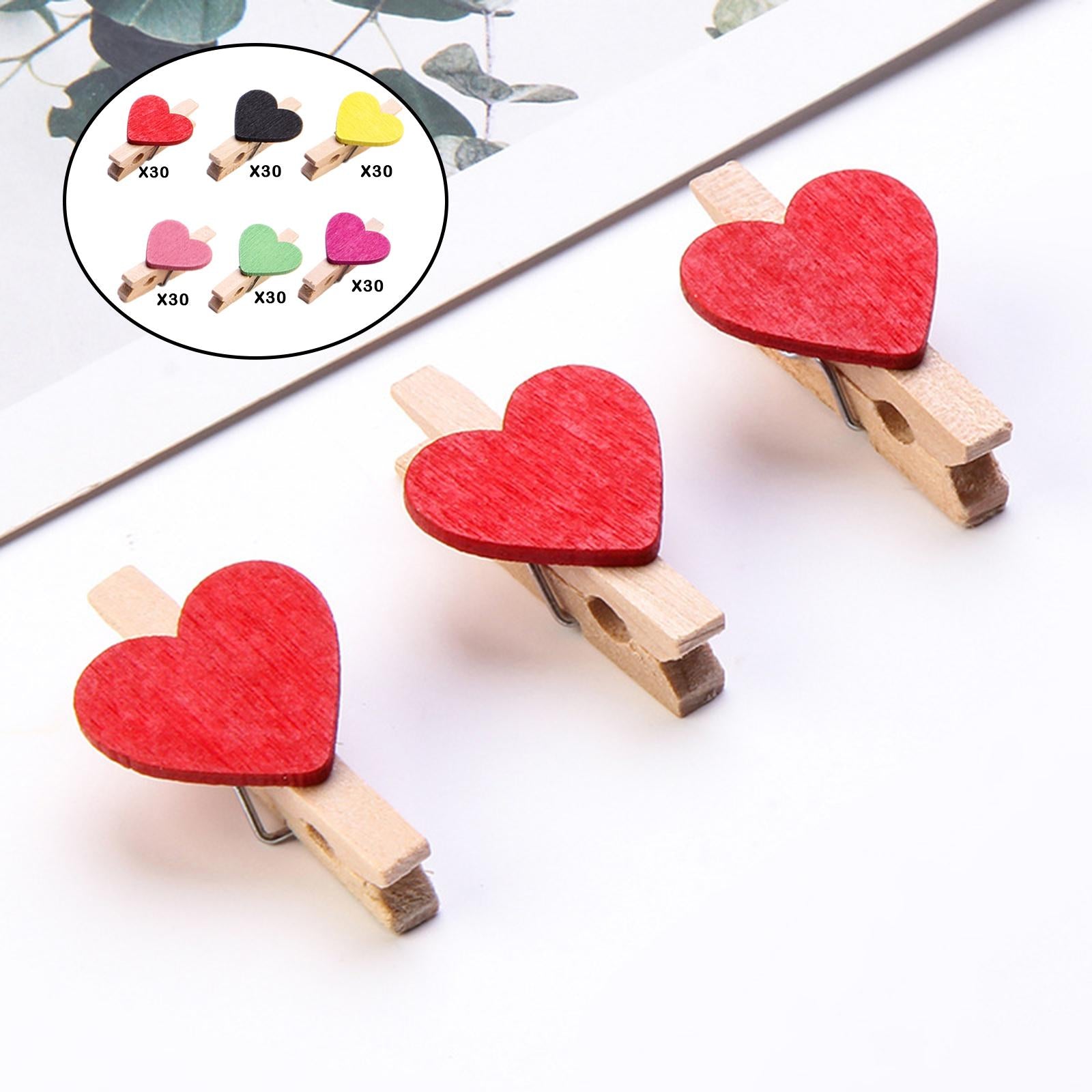 30pcs Mini Wooden Clothes Photo Paper Peg Clothespin Craft Clips 30MM Pink