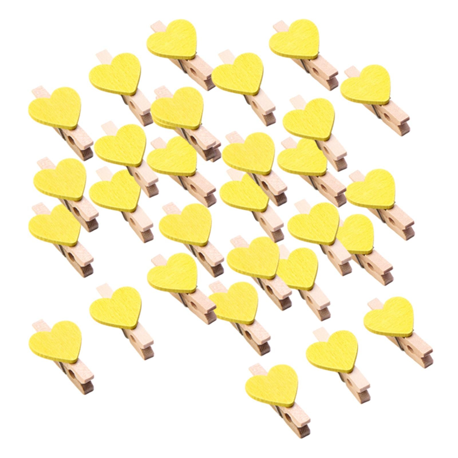 30pcs Mini Wooden Clothes Photo Paper Peg Clothespin Craft Clips 30MM Yellow