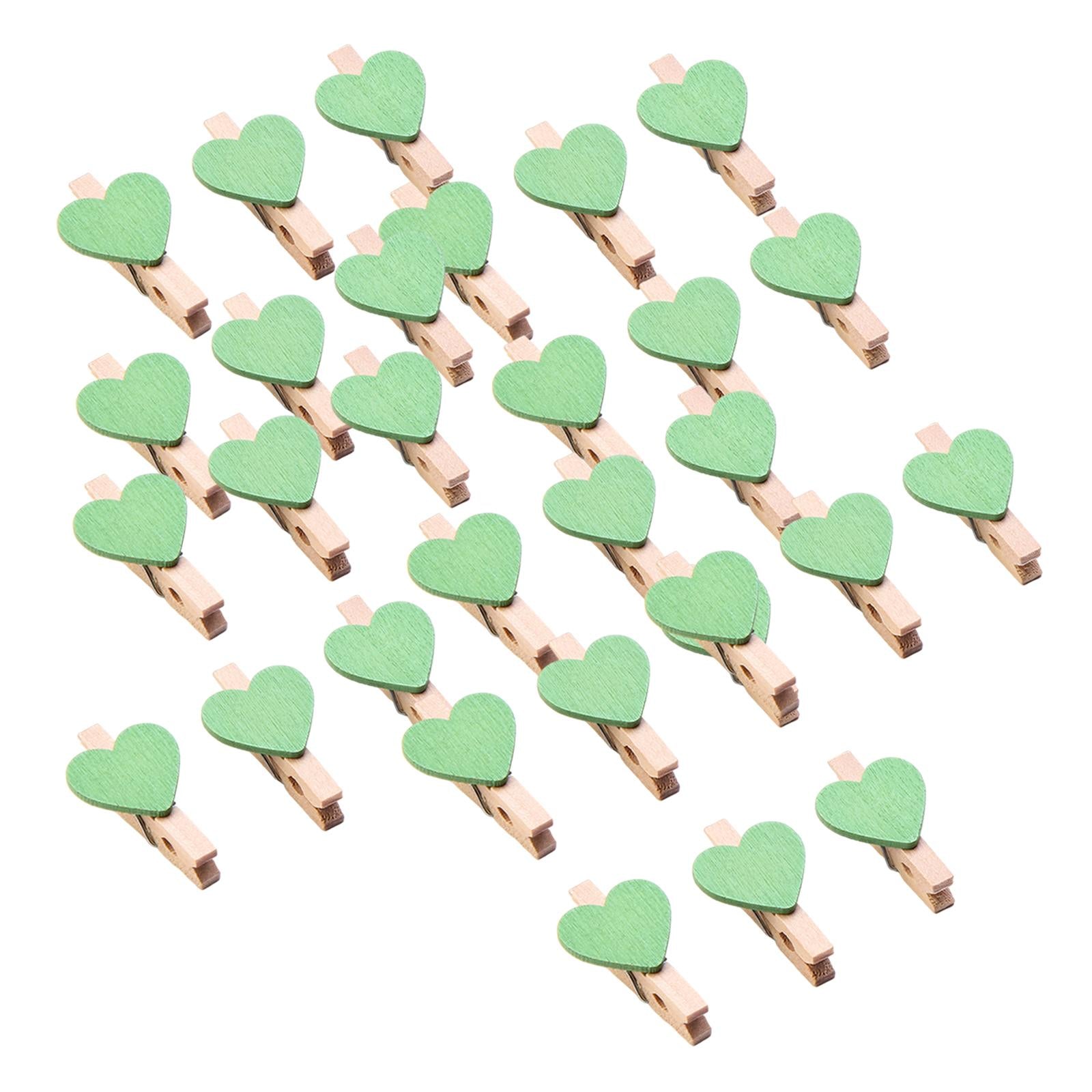 30pcs Mini Wooden Clothes Photo Paper Peg Clothespin Craft Clips 30MM Green