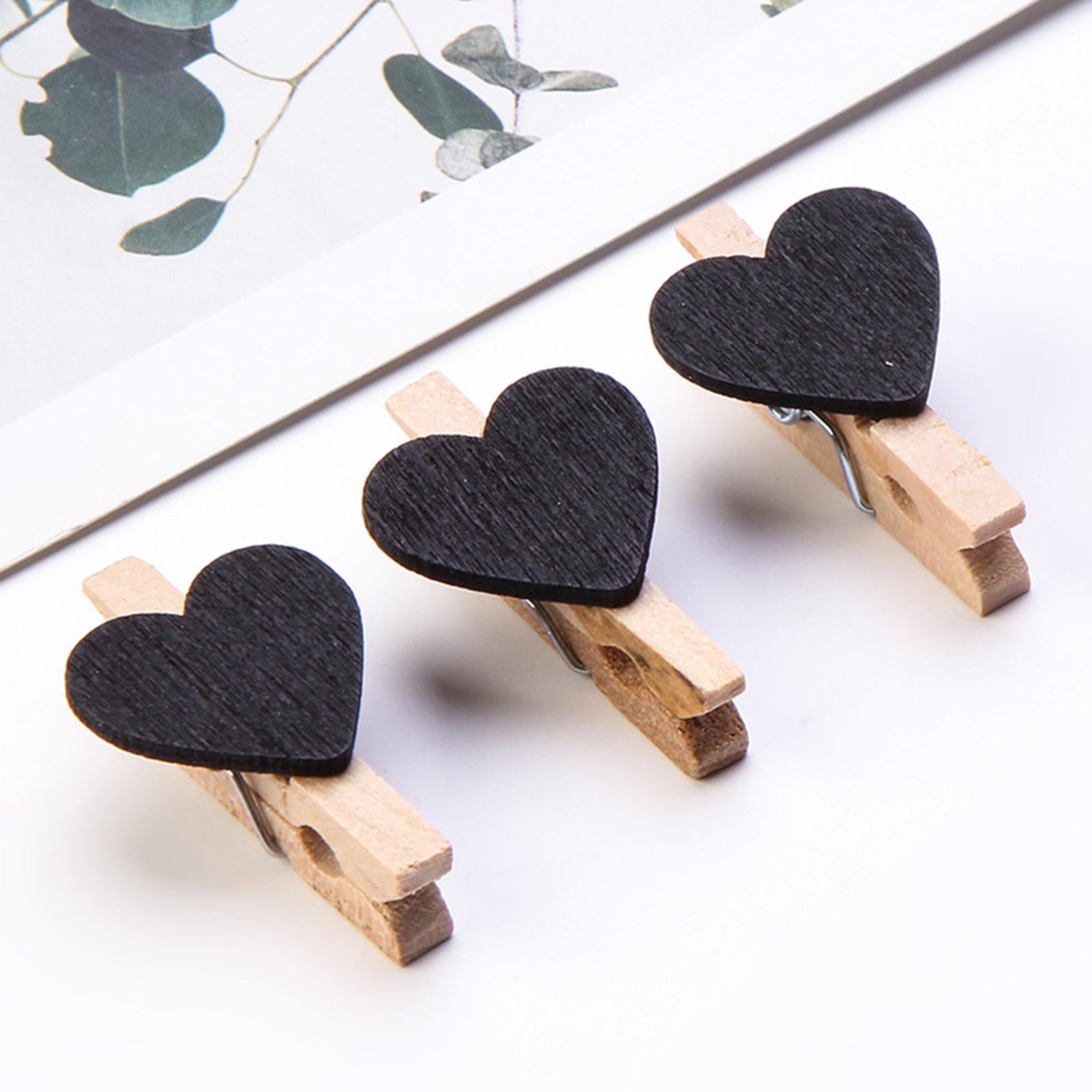 30pcs Mini Wooden Clothes Photo Paper Peg Clothespin Craft Clips 30MM Black